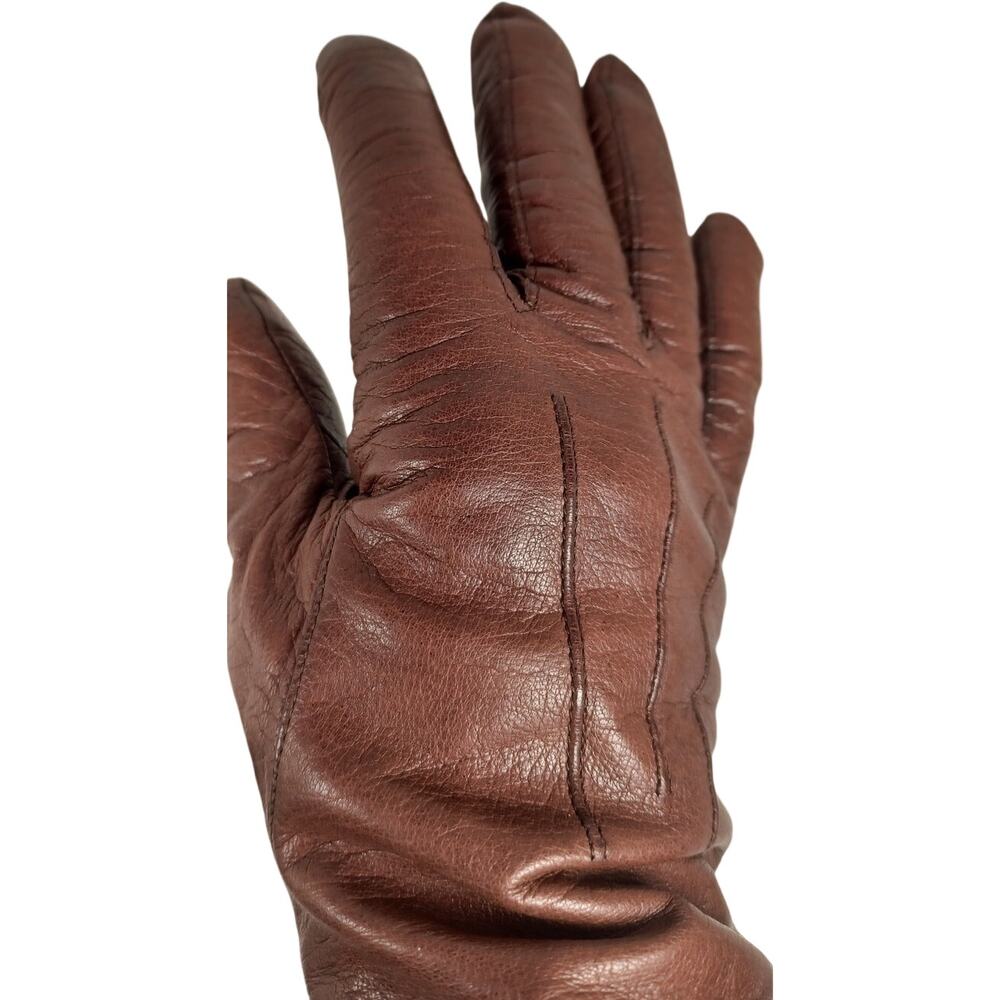 Vintage Aris Leather Gloves 100% Wool Lined Brown Winter Driving Size 8 Heritage - Picture 6 of 10